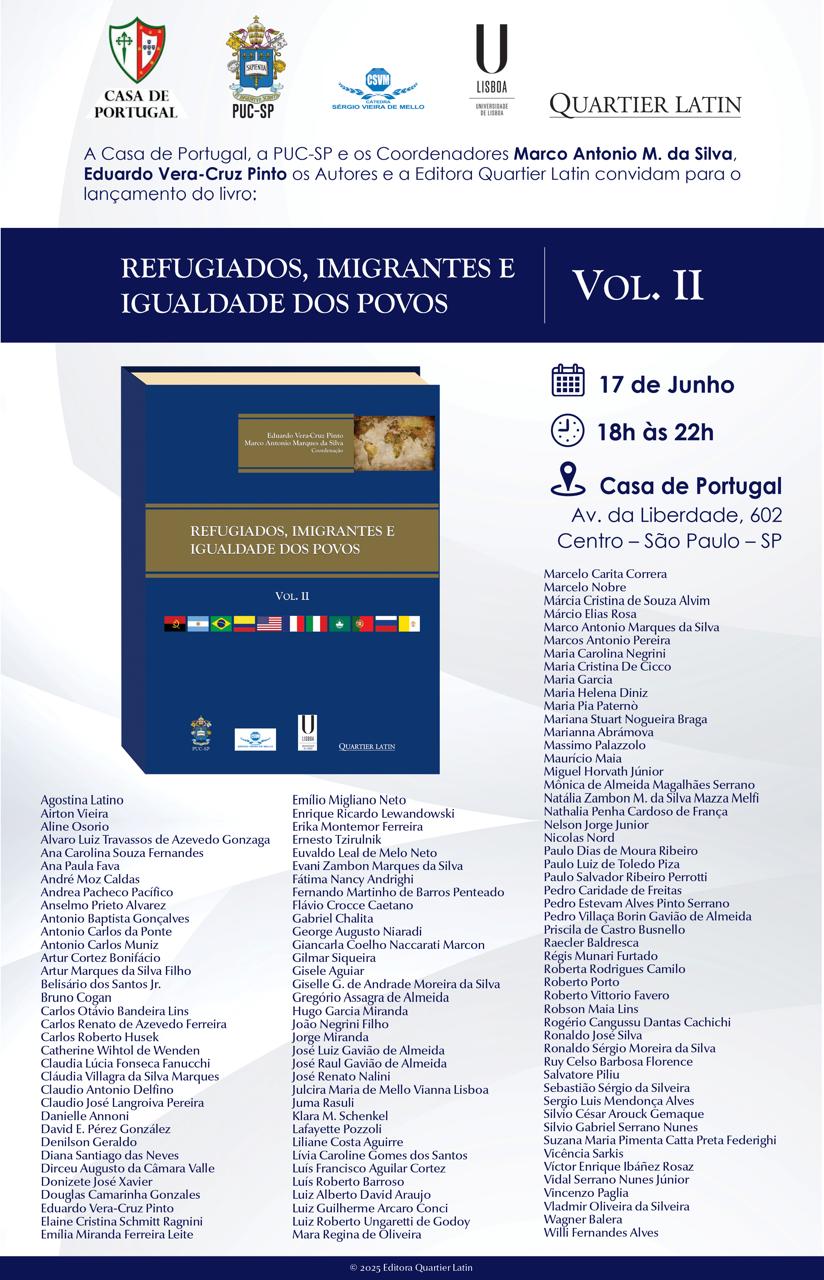 Lançamento Livro: "Refugiados, Imigrantes e Igualdade dos Povos” - Vol. II